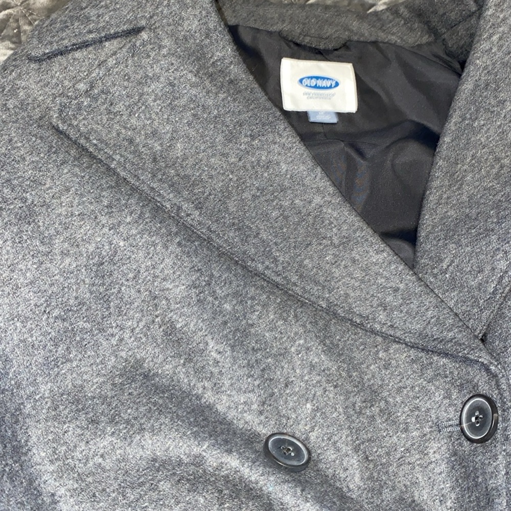 Old Navy's Soft-Brushed Dark Heather Gray Lined Peacoat NWT - Picture 6 of 13